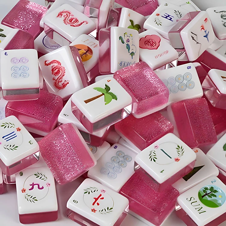 Pink Glitter Akryl Mahjong fliser
