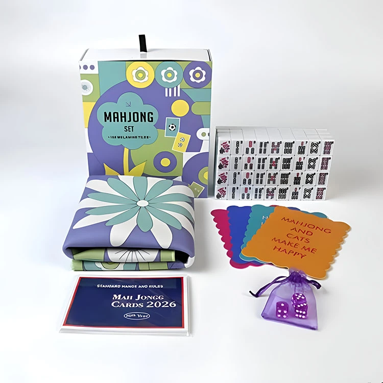Retro blomstermahjong sæt